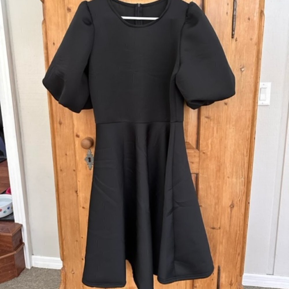 80's Style Custom Dress Puffy Sleeves/Fitted Bodice Size Large Whimsigoth Goth